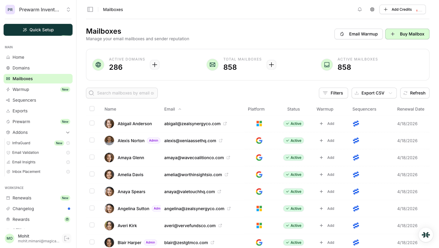 InboxKit mailbox management for SaaS sales teams