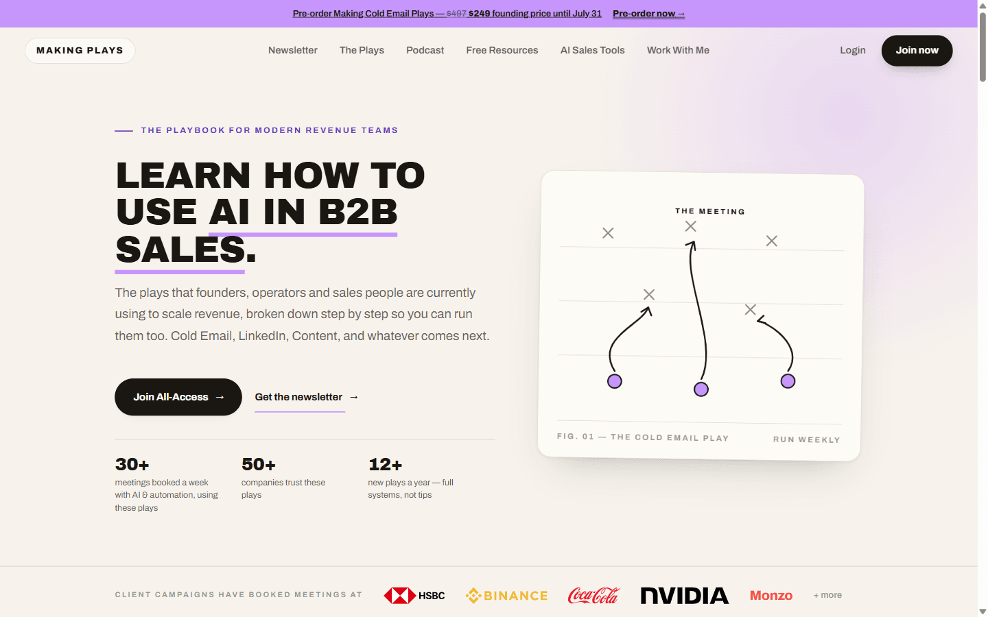 Making Plays homepage, the brand The Playbook Agency operates under today